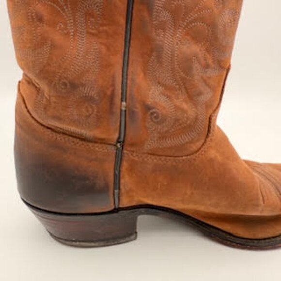 Justin Cowboy Boots Brown Leather Western Embroidered Men’s 9B (Women’s 10.5) - Picture 12 of 15